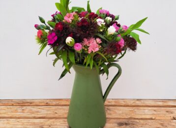 A bunch of Cornish Scented Pinks & Sweet William in shades of Pink, white, reds and purples. Vase not included.